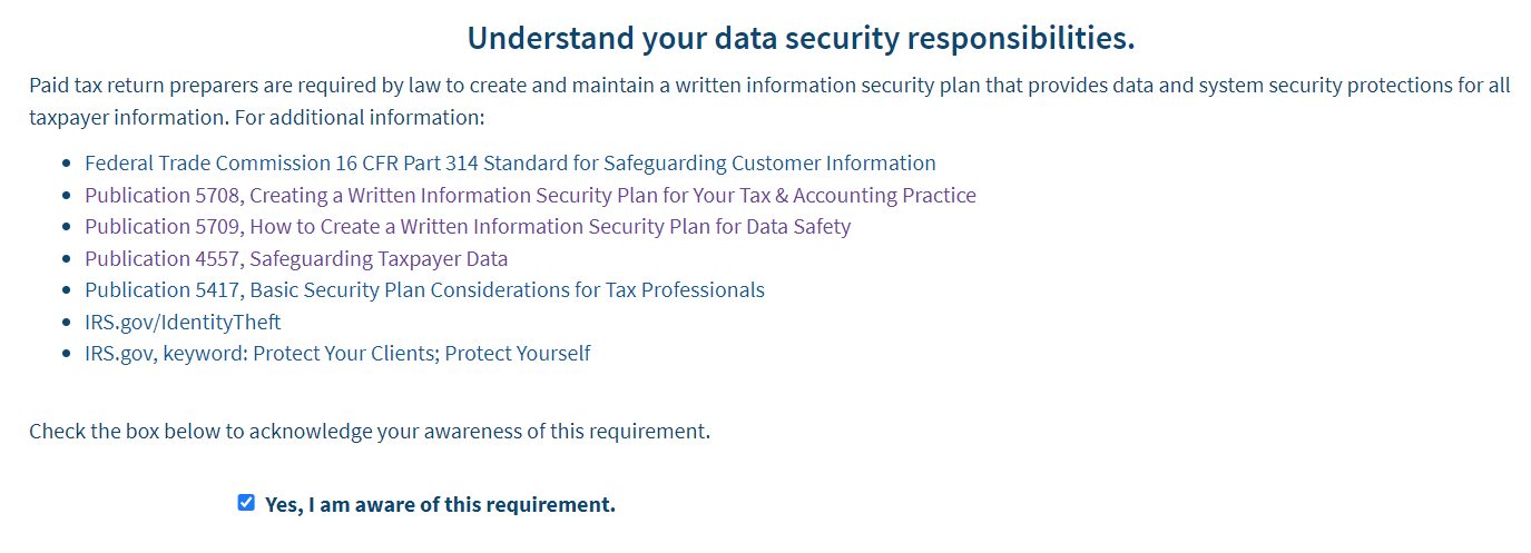 IRS Written Data Security Plan WDSP